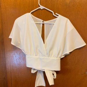 SHEIN open backed flowwy top with tie up back